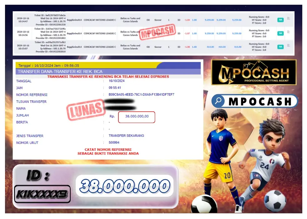 MPOCASH JACKPOT SPORTSBOOK Rp 38.000.000 - LUNAS!!!